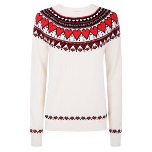 CeCe nwt Red and White Nordic Pattern Sweater